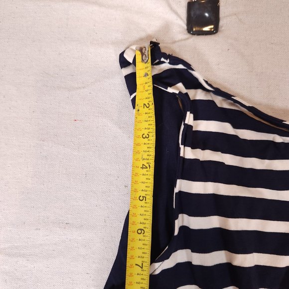 Boden Striped Maxi Dress Womens 10L Blue White Tank Sleeveless Gathers Beach - Picture 7 of 15